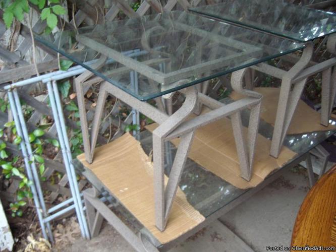 3 NICE COFFEE TABLESS AND 2 END TABLES GLASS TOPS - Price: 30.00
