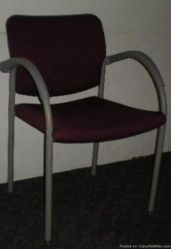4 legged burgandy fabric stacking chair - Price: 25