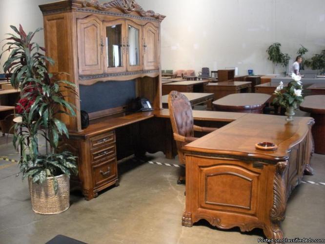 $7800.00-used classic wood executive U shape desk - Price: $7800.00