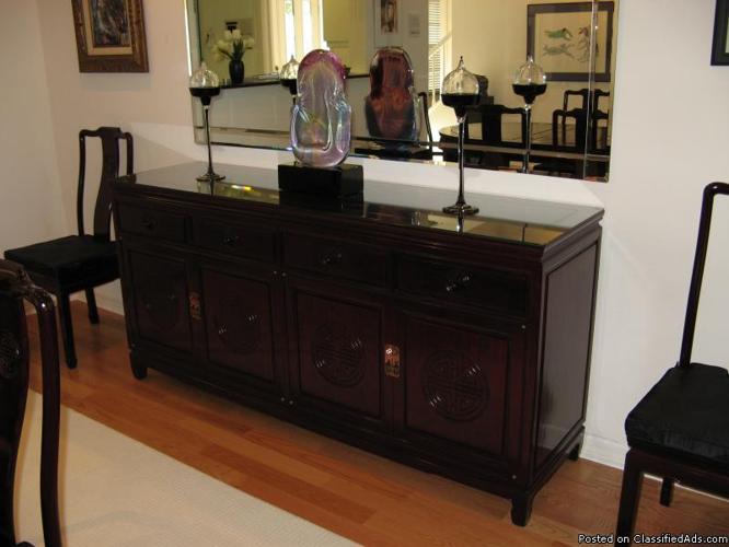 Beautiful Genuine Solid Rosewood Dining Room Set (Table, Chairs and Buffet) - Price: $ 1900.00 complete