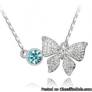 Crystal Butterfly bow necklace