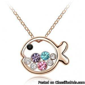 Fish princess crystal necklace
