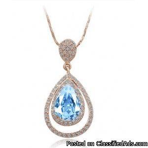 full drill water droplets crystal necklace