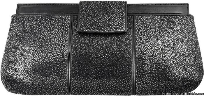 GENUINE STINGRAY LEATHER CLUTCH BAG / WALLET STW212-SA BLACK - Price: US$159.00