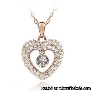 Heart-shaped crystal necklace