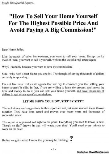 Homeowners - FSBO's - Save the Commission - Price: $14.95