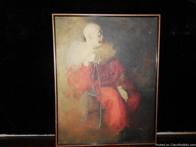 original Clown oil canvas painting by Italian artist 