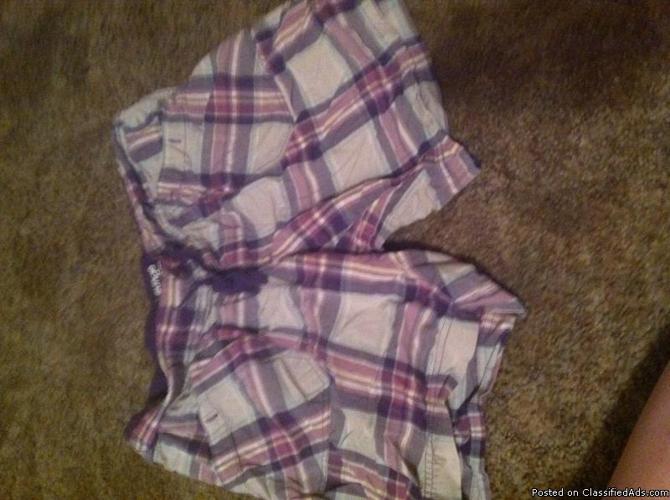 Purple plaid shorts
