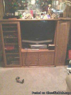 tv stand with storage compartments, dolphin glass table - Price: $75 or bo