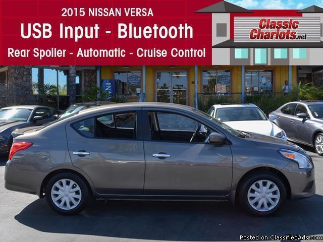 Used Car Near Me – 2015 Nissan Versa 1.6 SV with USB Input, Bluetooth, and Rear Spoiler for Sale in San Diego – Stock # 13550R