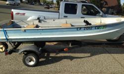 12' Aluminum boat with trialer & Honda 7hp 4 stroke motor. The motor is a 1981 Honda 7.7 4 stroke motor. I am the second owner of the motor and I have the original manual and fuel can with tool kit. The motor has new ignition coils and the carb has been