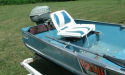 This is an aluminum fishing boat, with 5.5 hp motor, oars and trailer. One package deal.
You can see it at 310 E Blaine St., Forest, Ohio and you may call 567-674-1193. We have the watercraft registration for the boat.