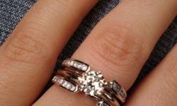 14 caret white gold diamond enhancer wrap for solitaire engagment ring. Size 7. Total caret weight 3/8.