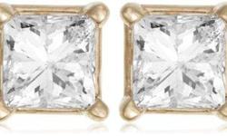 The best thing about these diamond earrings is that they can be worn every single day to show them off. Flirty and eye-catching, each princess-cut stone rests in a four-prong setting made of 14kt yellow gold. The diamonds have a total carat weight of 1/2