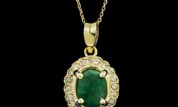 Free Shipping...
14KT Yellow Gold 1.07ct Emerald and Diamond Pendant With Chain
One electronically tested 14KT yellow gold ladies cast emerald and diamond pendant & chain 16.0" long, cable link with a spring ring clasp with a bright polish finish.