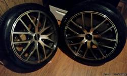 I have 4 Rims and Tires for sale. The car they were on has died and they will not fit on my new car. These were on a Toyota Solara and have 2 different 5-lug patterns (1 being 5x114.3). I also have the lock-lug and key too. One of the rims has minor face