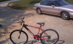 18 speed bike. Red and black. Only a year old. Paid $100 for it. Selling for $50. Call 864-982-3849.