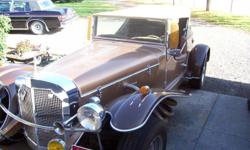 Replica of a 1929 mercedes. (Gazelle) This replica is built on a 1972 Mercury mustang II (2000cc) 4 cyl automatic. Overall it is complete and in good condition. it drives exellent. Can drive away now. 2 of the gages are inoperable. The assembly book comes