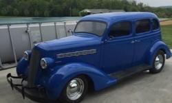 Take a step back in time with 1935 Plymouth Sedan!&nbsp; This full-size automobile features a handsome and distinctive body style that is dressed in a stunning Pepsi Blue exterior and complimented by a clean gray interior.&nbsp; Powered by a 350 V-8
