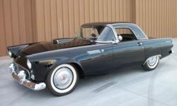 1955 Ford Thunderbird for sale in Chandler, AZ Vin # P5FH105975 Mileage: 22,869 Vehicle stored in air conditioned storage facility Raven Black Exterior Raven Black & White Interior Black non-port hardtop Black soft top Thunderbird 292CID V-8 Power