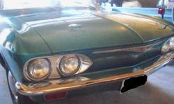 A 1965 Corvair, 4-door hardtop. This car is in running condition and is a great little car. The interior needs some work. It has new brakes, brake lines and master cylinder and new tires. The engine was rebuilt 4 years ago and there are about 41,000 miles