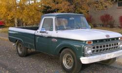 1965 Ford F-250, Longbed Custom cab V-8 pickup for sale. It has the automatic transmission I believe it's the ford cruis-0-matic. Two wheel drive. This is a partially completed restoration project with many parts in boxes. It has new floor pans, new cab