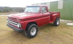 1966 Chevrolet C10 4x4 that is powered by a strong 454 engine and smooth shifting turbo 400R auto trans. Paint is in decent shape, This is not a $30,000 Truck, It is a very nice daily driver that is in good shape. Would not take much to make it a High