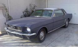 fOR SALE IS A 1966 FORD MUSTANG ALL NUMBERS ARE MATCHING..NEEDS TLC...6 CYLINDERS...CLEAN ENGINE ..WITH NEW ALTERNATOR...NO LEAKS IN RADIATOR....OR ENGINE......ASKING $2700 for quick sale. CALL ME AT
561-355-2760...ASK FOR ADRIAN.............NO SMOG