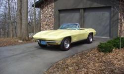 1967 Corvette Convertible For Sale in Wisconsin
$82,000 Negotiable
Sunfire Yellow exterior - Black interior - miles
327 - 300 hp - Powerglide transmission
ACCESSORIES
Powerglide, vinyl covered hardtop, Positraction (3:36 ratio), AM-FM radio, tinted glass,