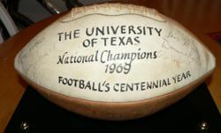 Vintage
1969 National Champs
Texas Longhorns
Team Signed Football
Thanks for looking at this super rare piece of Texas Longhorn history. I purchased this in Austin many years ago and hate that I have to let it go but the time has come. I bought this from