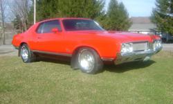 This is a 4 speed manual on the floor, 350 rocket, bored 30 over. Original engine, puts out about 400 horse power. About 6,500 miles on rebuilt engine. Very clean. New push rods and rocker arms. It has new rims. Just a very nice car, always garage kept.