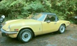 Year: 1973&nbsp; -&nbsp; VIN FM4954U
Number of Cylinders: 4
Make: Triumph
Model: Spitfire
Trim: 2-door, convertible, roadster sports-car
Drive Type: RWD
Options: Tonneau Cover, Leather Seats, Convertible
Mileage: 68,117
Exterior Color: Yellow
Interior