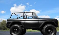 1974 FORD BRONCO SPORT 4X4 SATIN BLACK FEATURES AND ACCESSORIES: SBF W/2BBL Complete Custom Restoration (Solid top to bottom) Full Roll Cage Includes Hard Top Tuffy Locking Center Console KC Lights / H4 Headlights Grant Steering Wheel Custom Race Seats