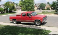 1984 Chevy Crew Cab Truck. 2-wheel drive with topper. New 350 GM engine installed in 2006 with 30,000 miles. Actual truck mileage is 198,000 miles. Two gas tanks (18 gallon and 20 gallon). Automatic Transmission. Asking $1,000. Good solid truck. If