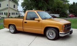 $7900.00
THIS IS A 1988 CHEVY SILVERADO 1500 SHORT BED THAT HAS BIN COMPLETLY RESTORED. THE BODY INTERRIOR AND ENGINE HAVE ALL BIN REDONE. IT ALSO HAS A CUSTOM MADE 1967 CHEVELLE HOOD. THE OPTIONS ARE POWER STEERING, POWER BRAKES, POWER WINDOWS, POWER
