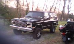 1990 Chevy Blazer, fully loaded,350(V8),4WD, 12-16in. lift kit, removable hard top, 33" tires, heavy duty battery (18 months old), new power strearing hose, black with red interior. Great truck to restore or part out. Worth $3000.00. North Carolina truck