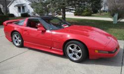 Very sharp Flame Red 1991 Corvette - ground effects, rear spoiler, completely restored interior, new tires, radio, NEW Corsa Exhaust, removable hard top, extensive list of all engine and chassis parts replaced available -- must be seen -- many extras
