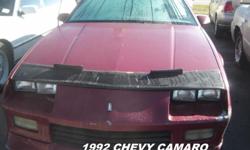 THIS IS A 1992 CHEVY CAMARO.&nbsp; IT RUNS GOOD, HAS COLD AIR, NICE RIMS AND TIRES.&nbsp; SOME COSMETIC TLC NEEDED.&nbsp;
COME CHECK IT OUT AT:&nbsp; BARGAIN AUTO MART, INC.&nbsp; 5940 58TH STREET N / KENNETH CITY, FL 33709
OR GIVE US A CALL AT:&nbsp; --
