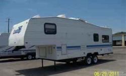 This Trailer Has An Awning, Air Conditioner, Sofa Sleeper, Booth Dinette, Closets, Queen Bedroom, Complete
Kitchen and Bathroom with Tub/Shower Combo. Will Sleep Six.
CAN BE TOWED WITH A 1/2 TON TRUCK!
NICE CLEAN TRAILER!
214 507 0800
972 494 1391