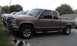 1997 Chevrolet 1500 Extended Cab
Silverado Z71
4X4
V 8 5.7 liter
Oversized Premium AlloyWheels 20
Inside Fair condition drives good only one small dent in the body hard to see unless close up otherwise looks great
Paint original and still very nice
only