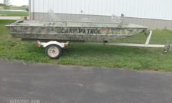 1998 fisher 1648 mv jon boat.No motor&nbsp;Shorelandr trailer Very good condition. boat has a livewell. no leaks. I used the boat for bowfishing and fishing. Just took a 400 mile trip with it. Tires are good. Great book for duck hunting fishing bowfishing
