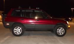 This is a nice and reliable 1998 Toyota RAV4 SUV. It is a gas saver. The car has a CD player, cloth interior, sunroof, moonroof, roof rack, spare tire attachment in the back, alloy wheels with fairly new tires and more. Please, if interested call 773