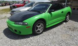 1999 Mitsubishi Eclipse !! Great Convertible Ride!! This nice sporty car is an automatic with a 4cyl, 5 speed, has cloth interior runs out great and more Price $ 3,450.00