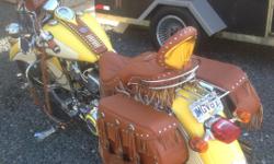 &nbsp;
2000 INDIAN CHIEF VINTAGE YELLOW/CREAM SPECIAL ORDER COLOR COMBO
Only 7400 miles. Overall it is the original equipment sheet metal and drive train with a few accessories and upgrades added to make some improvements on what started out as a show