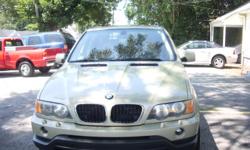 2001 BMW X5 3.0L I6 113000 Miles
Driver Air Bag; Passenger Air Bag; Side Head Air Bag; A/C; Alarm; AM/FM Stereo; Cassette; 4-Wheel ABS; Cruise Control; All Wheel Drive; Power Door Locks; Heated Mirrors; Power Driver Seat; Bucket Seats; Power Steering;