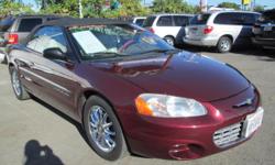 Herrera Auto Sales
He4028 .
Here Is A Super Clean 2001 Convertible Sebring Priced To Sell Fast!!! The Gem Is Really Nice Inside And Out!!! Loaded With Alloy Wheels, Cd Player, Cold Ac, Power Windows,Power Locks And More!!! We Do Financing!!! Do Not