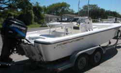 2001 Kenner Vision 2102 Center Console
This is an Original Bill Kenner Edition Liner Hull, 2001 Mercury EFI 200 Saltwater Series motor, 3-blade SS prop. Equipped with CMC 10? hydraulic jack-plate and offset wedges, Nedski Foil, hydraulic steering,