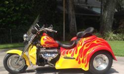 2002 Boss Hoss '32 Coupe Trike- 5,700 cc, 350 ci, 385 HP ZZ4 Chevy small block.- 5,435 two-owner miles.- Chevy 3 speed automatic trans w/reverse.- Custom Mustang Seat with driver and passenger back rests.- Glass pack exhaust.- Custom Sony Marine AM/FM/CD