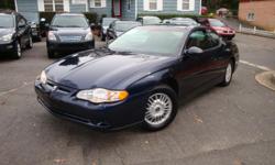 2002 Chevrolet Monte Carlo , Automatic , runs and drives great , power windows , power locks , power mirrors , new tires , cold a/c , CD player , alloy wheels and much more.
Only 141 K miles !!!!&nbsp;
I am a dealer / Broker .
Call me at.
We are open