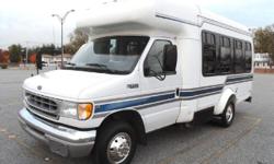 SEE ALL OUR BUSES AT OUR WEBSITE www.getanybus.com OR CALL CHARLIE AT 516-333-7483
2002 FORD E-350 StarTrans 6 passenger w/ wheelchair lift and up to 4 wheelchair positions. The 5.4L V-8 Triton gas motor runs perfectly with just 75K miles. This fiberglass
